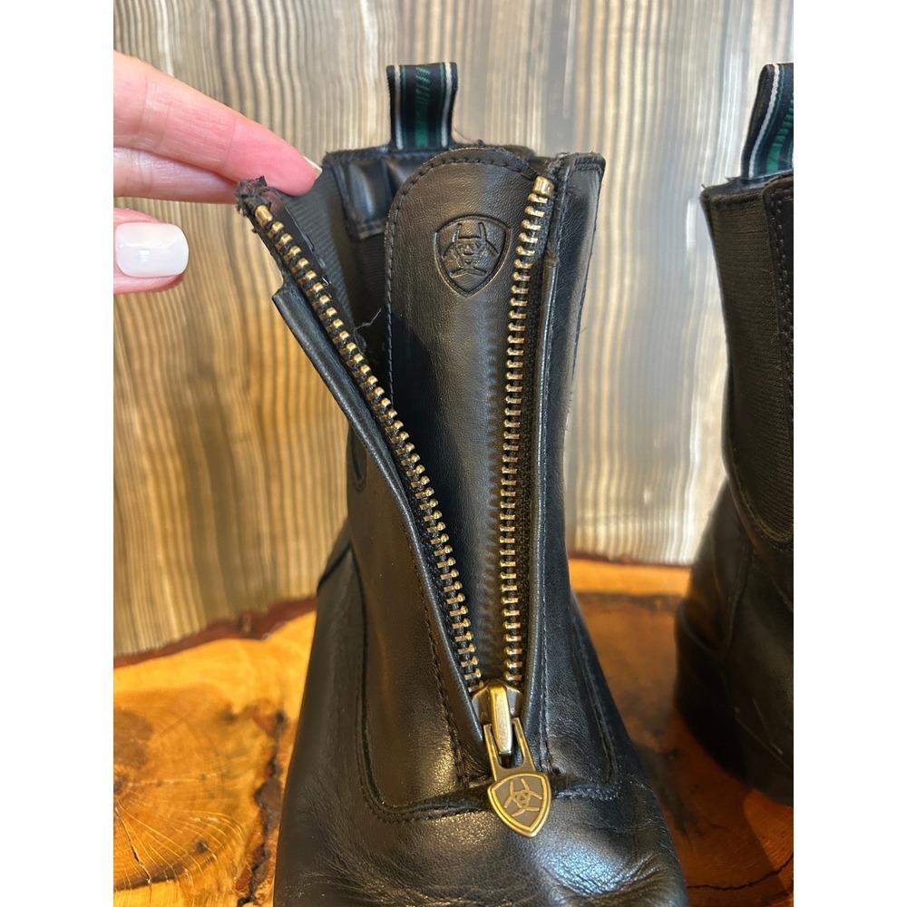 Ariat Mens Paddock Boots 8D Black Leather Front Zip Equestrian Heritage IV READ - Picture 11 of 14